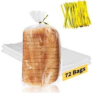 Bolsas de Pan con Corbatas, Paquete de 72 Bolsas de Pan Transparente para Pan Casero y 100 Corbatas, - Imagen 1 de 7