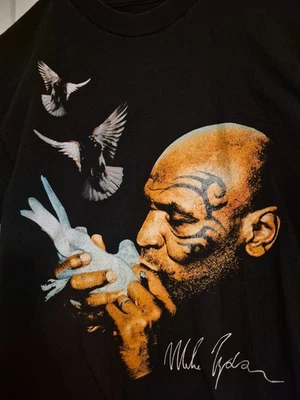 Mike Tyson Kissing Pigeon Short Sleeve Black T-Shirt Size Medium - Image 1 of 4