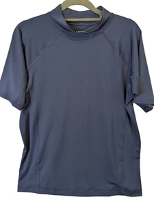 Lands End Swim Top Boy Size XL 14 16 Blue Mock Neck Short Sleeve Rash Guard Pool - Picture 1 of 10