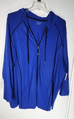 Sudadera con Capucha Catherines para Mujer 5X Azul Cremallera Completa Cordón Capucha Talla Grande Ligera Foto 1 de 4