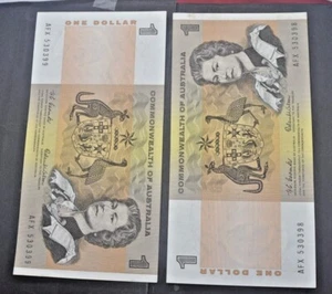 1966,AUSTRALIA (2) ONE DOLLARS, COOMBS/WILSON, AFX/530398 /9, LOT 589, " UNC " - Picture 1 of 6