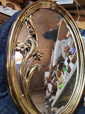 Syroco Vtg 1960s Ornate Gold Art Deco Mirror Floral Oval MCM Accent Wall Decor