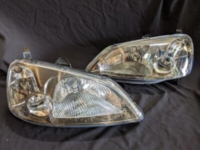 Par de luces de cabeza de carcasa cromadas estilo JDM Civic 4D 01-03  Foto 1 de 2