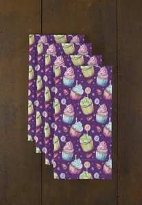 Cupcakes Purple 18" x 18" Napkins 1 Dozen - Picture 1 of 1