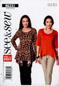 Top Misses Ver y Coser Patrón B6231 Talla 6-22 Fácil de Coser Sin Cortar - Imagen 1 de 2