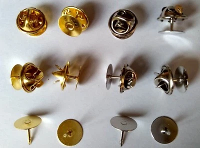 wholesale brass scatter blank pad tie tack tacs pin back clothes jewelry finding - Image 1 of 4