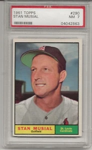 1961 TOPPS #290 STAN MUSIAL, PSA 7 NM, HOF, ST. LOUIS CARDINALS, L@@K ! - Picture 1 of 1