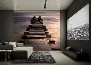 3D Sunset Pier G7668 Wallpaper Wall Murals Removable Self-adhesive Honey - Picture 1 of 11