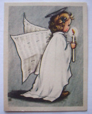 Angel w candle ARS SACRA vintage Christmas greeting card *KK13