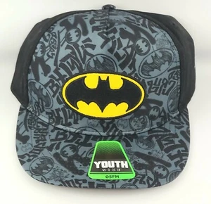 Gorra Snapback ajustable Batman Youth negra con diseño azul ~ talla única para la mayoría - Imagen 1 de 8