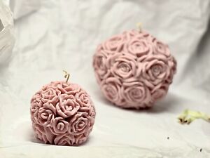 Large Rose Ball, Small Rose Ball,  Soy Wax Candles, Set Of 2, Christmas gift