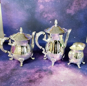 Vintage 3-teiliges Silberteller-Set Kaffee Teekanne Brandneu - Bild 1 von 12