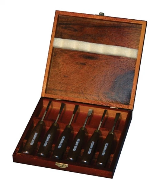 Holzmann Schnitzwerkzeug 6 teilig SCH 6TLG mit Holzbox Werkzeug Stechbeitel - Bild 1 von 1
