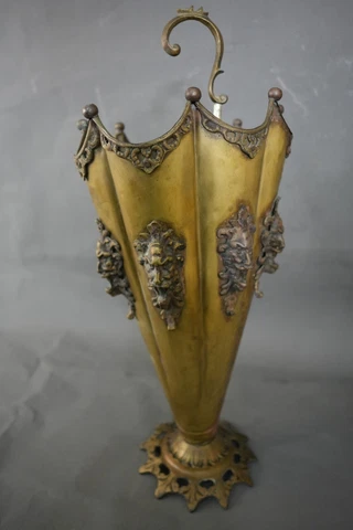 Mid Century French Ornate Brass Umbrella Form Umbrella Stand, C1950s Cover