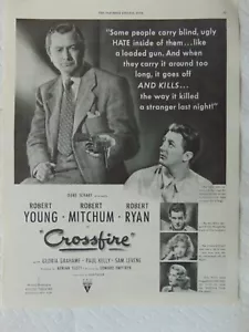 1947 Movie Trade Release CROSSFIRE Robert Young vintage art print ad - Picture 1 of 1
