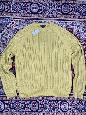 Suéter Brooks Brothers Para Hombres XL Mostaza Cuello Redondo Tejido con Cable Informal Grueso  Foto 1 de 4