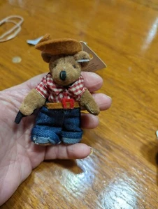 Vintage Tiny Town Jointed Plush Teddy Bear RUSS Cowboy 3” - Picture 1 of 3