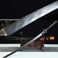 Yellow Saya Damascus Steel Razor Sharp Japanese Samurai Sword Katana Full Tang