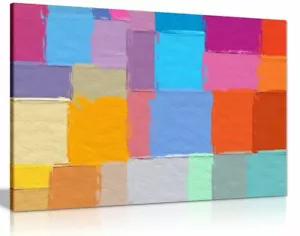 Multicoloured Colour Paint Brushing Canvas Wall Art Picture Print - Picture 1 of 1
