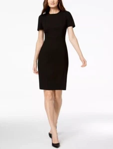 CALVIN KLEIN NEW NWT Size 6 Small Black Seamed Scuba Crepe Sheath Dress $99 - Picture 1 of 5