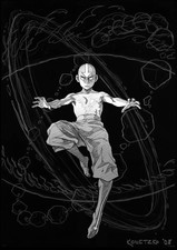 W431 24x36Inch Art Avatar The Last Airbender Aang Fight Anime Silk Poster