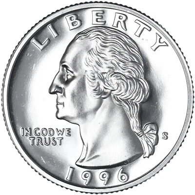 1996 S  Washington  Brilliant Proof Uncirculated Clad Quarter - Image 1 of 4
