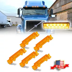 5PCS Amber Lens Amber LED Cab Roof Marker Lights For 2003-up Volvo VN/VNL Truck - Picture 1 of 12