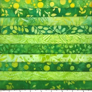 Lote 10 Cuartos de Grasa Color: Verde #7 Tela Batik Lunn FQ Pack 100% Algodón - Imagen 1 de 7