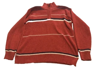 Pronti Collection by Phita Sweater Men 4XL 1/4 Zip Orange Striped Preppy Heavy - Picture 1 of 14