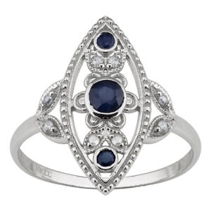 Vintage Silver Antique Style Genuine Round Blue Zircon Jewelry Ring Size 10