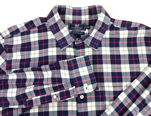 Vineyard Vines Slim Fit Murray Shirt Blue White Pink Plaid Stretch Mens XL - Picture 1 of 10