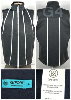 G/Fore Vest Mens Large Gray Full Zip Sleeveless Golf Activewear Striped EUC - Image 1 of 4