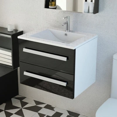 Badmöbel schwarz Waschtisch Arosa Waschbecken Set Neu - Bild 1 von 4