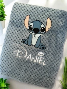 Stitch Personalised Embroidered Baby Blanket (Lilo & Stitch)|Coming Home Gift - Picture 1 of 9