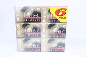 6er Pack Maxell TC-30 VHS-C Premium High Grade HGX-Gold VHS-C Cassette Tapes NEU - Bild 1 von 5