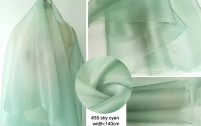 Gasa de seda transparente rígida por yarda 100 tela de organza de seda natural para boda hágalo usted mismo Foto 1 de 4