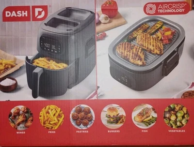 Dash 7 Quart Flip & Fry Digital 2-in-1 Grill + Air Fryer - BRAND NEW  - Image 1 of 3