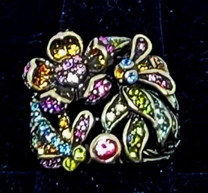 Heidi Daus DRAGONFLY DREAMS Colorful Crystal Wide Band Ring - 10 - Picture 1 of 9