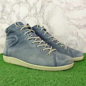 Ecco Shoes Size 6.5 Womens Blue Leather Lace Up Trainers Soft 2.0 Walking Danish - Picture 1 of 11