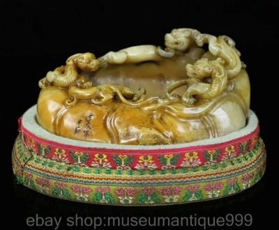 Lavadora de cepillo de escritura pixiu talla de piedra Tianhuang Shoushan natural china de 5,4"" Foto 1 de 4