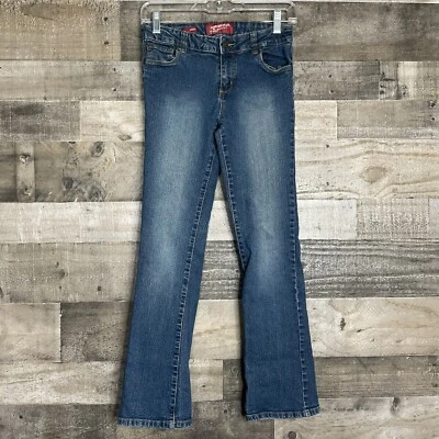 Arizona Jean Youth Bootcut Denim Jeans Adjustable Waist Size 16 Blue 5 Pocket - Image 1 of 4