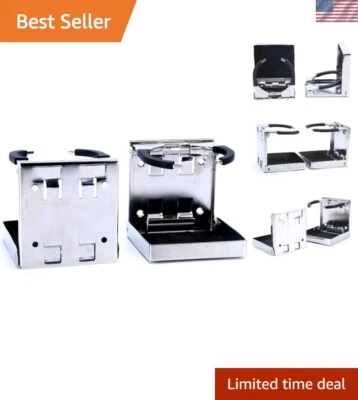 2-Pack Stainless Steel Adjustable Folding Cup Holders for Boat and RV Elegance Foto 1 de 4