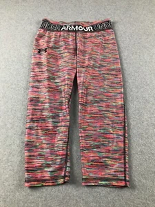 Under Armour Heat Gear Leggings Youth Large Colorful Cropped Activewear Workout - Picture 1 of 9