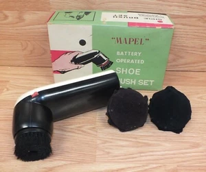Vintage Mapel Battery Operated SHOE BRUSH Set 1 Brushing Head & 2 Buffing Heads  - Picture 1 of 10
