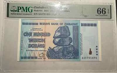 PMG - ZIMBABWE 100 BILLONES DE DÓLARES, AA/2008, P-91, 66 EPQ GEMA SIN CIRCULAR Foto 1 de 4