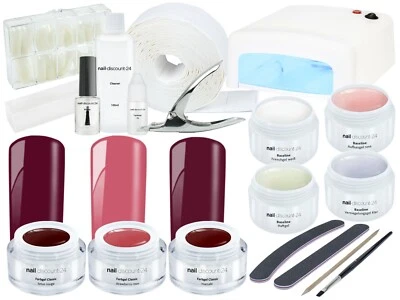 XXL Nagelstudio Farb UV Gel STARTER SET NUDE Nail Art Einsteiger French Maniküre - Bild 1 von 4