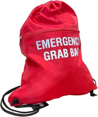 FIRESHIELD Emergency Grab Bag - Reflective Lettering - Documents & Equipment Drawstring Bag