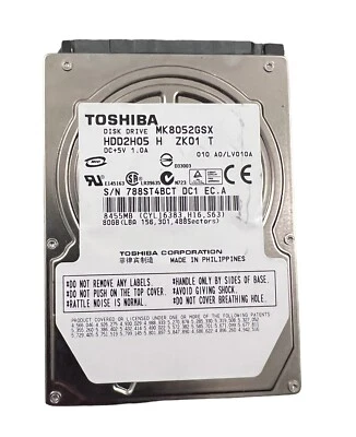 Toshiba MK8052GSX 80GB Internal SATA 5400RPM 2.5" (HDD2H05) HDD - Image 1 of 2