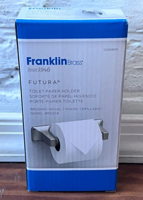 Soporte de papel higiénico Franklin latón Futura níquel satinado montaje en pared con resorte Foto 1 de 4