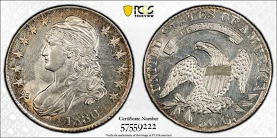 1830 Capped Bust Half Dollar PCGS AU DETAILS SMALL 0 GOLD SHIELD #429-3 - Image 1 of 4